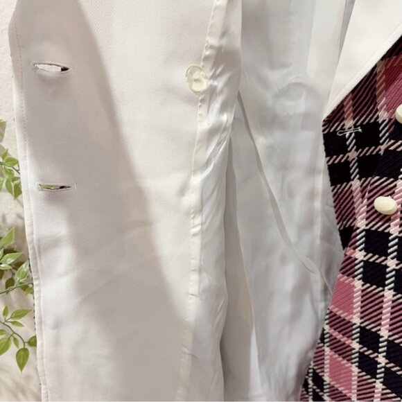 NWT J.ING Jing Blair Waldorf Pink Plaid Double Breasted White Collar Winter Coat - Picture 4 of 7